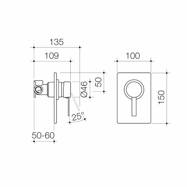 Caroma Liano Bath/Shower Mixer Rectangular Plate