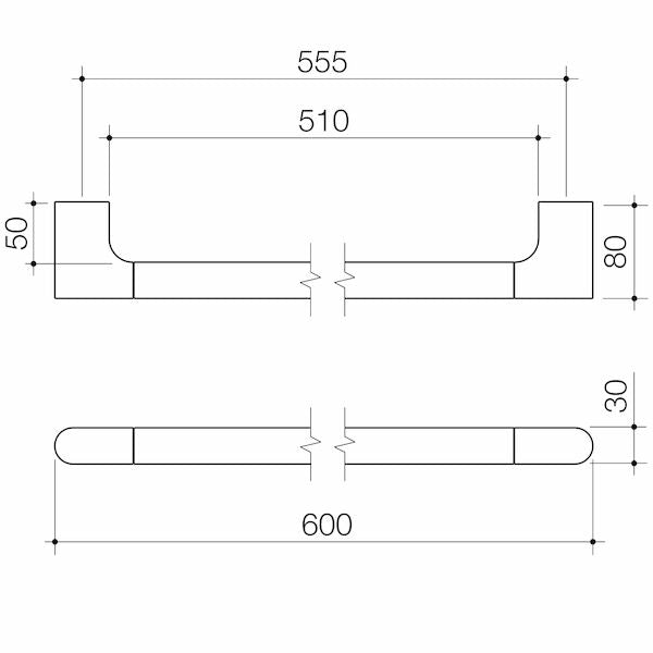 Caroma Urbane® II Universal Rail Straight 600mm