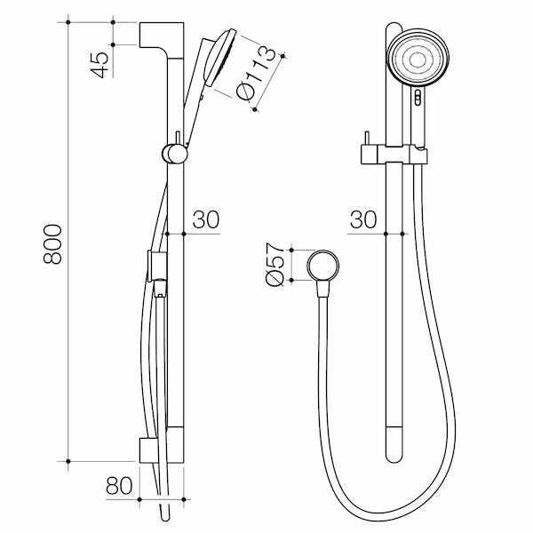 Caroma Urbane® II Universal Rail Shower