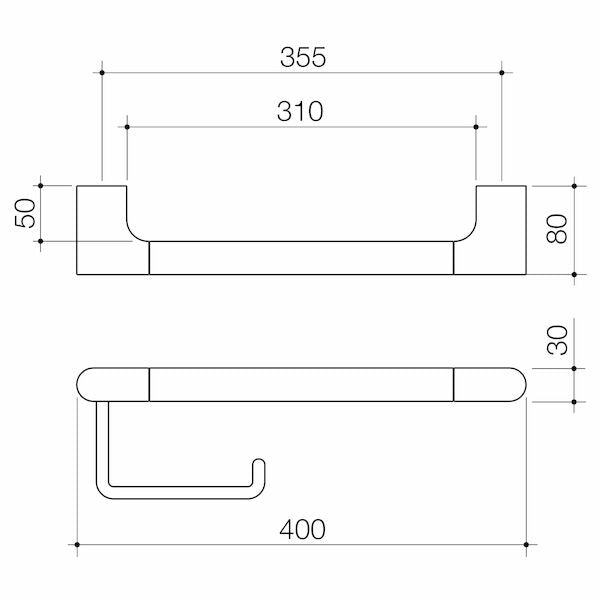 Caroma Urbane® II Universal Rail 400mm + T/R Holder Set