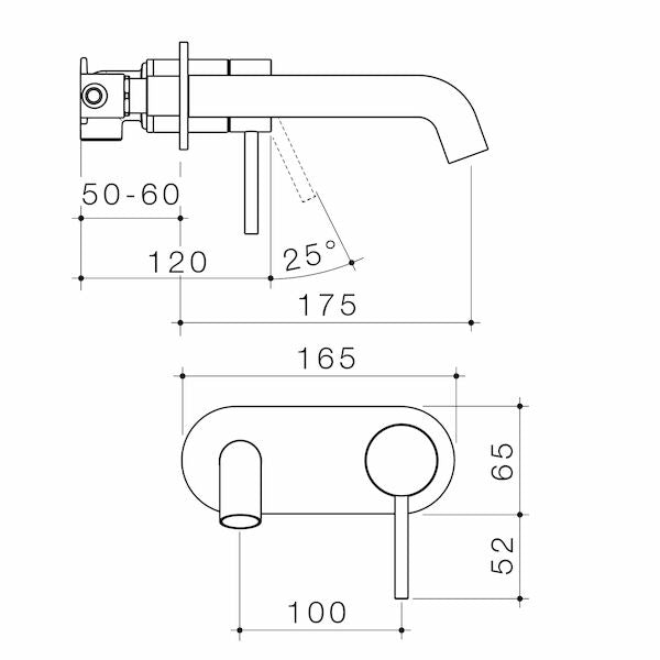 Caroma Liano II 175mm Wall Basin / Bath Mixer - Rounded Cover Plate - Sales Kit - LF