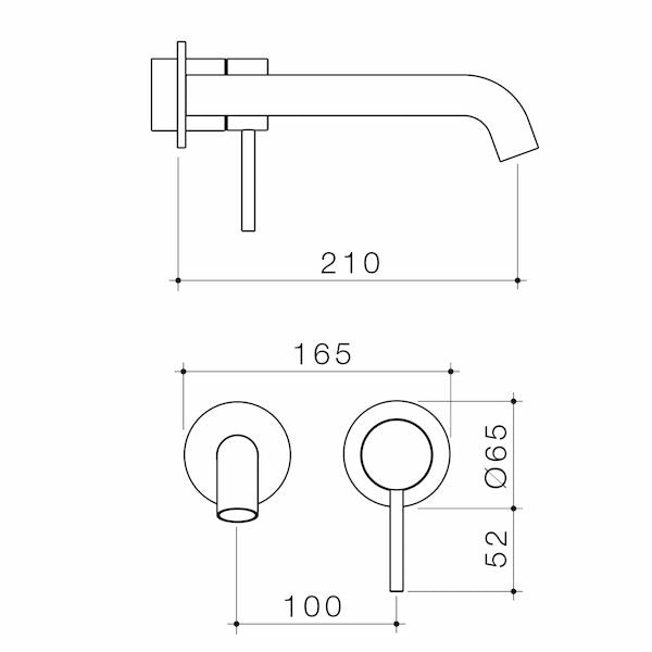 Caroma Liano II 210mm Wall Basin / Bath Trim Kit - 2 x Round Cover Plates - LF