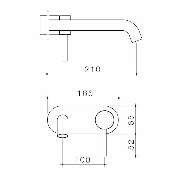 Caroma Liano II 210mm Wall Basin / Bath Trim Kit - Rounded Cover Plate - LF