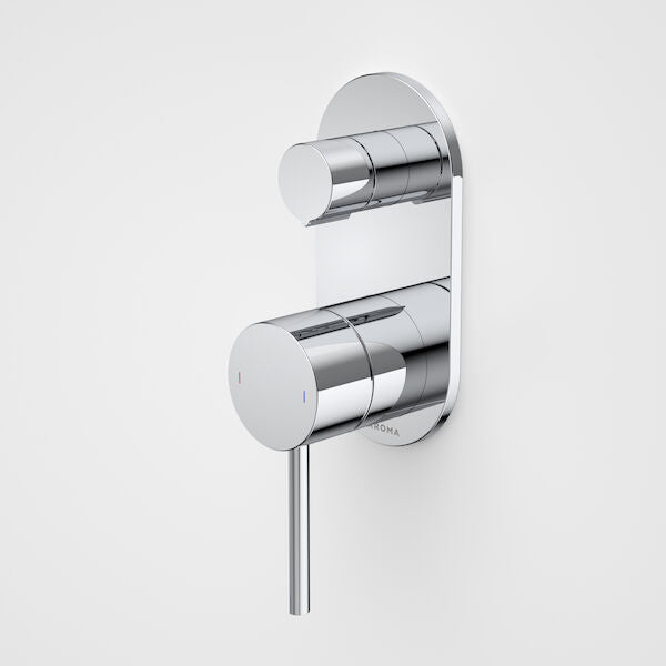 Caroma Liano II Bath / Shower Mixer With Diverter - Rounded Cover Plate - Sales Kit