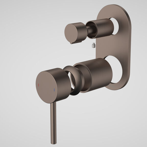 Caroma Liano II Bath / Shower Mixer With Diverter Trim Kit - Rounded Cover Plate