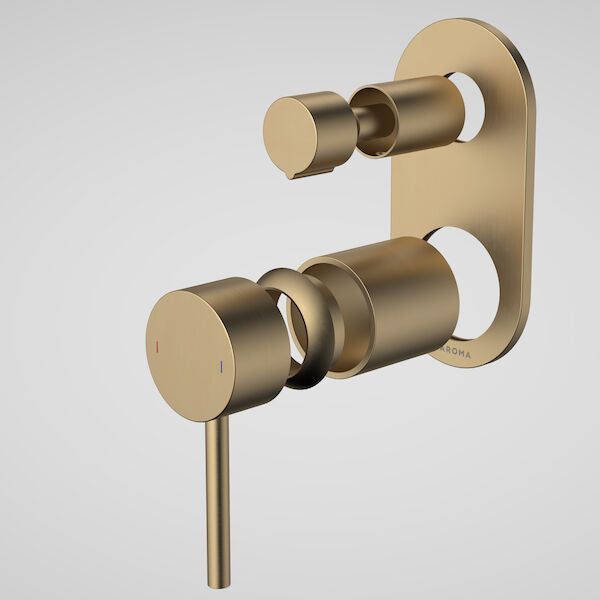 Caroma Liano II Bath / Shower Mixer With Diverter Trim Kit - Rounded Cover Plate