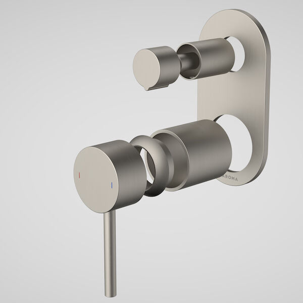 Caroma Liano II Bath / Shower Mixer With Diverter Trim Kit - Rounded Cover Plate