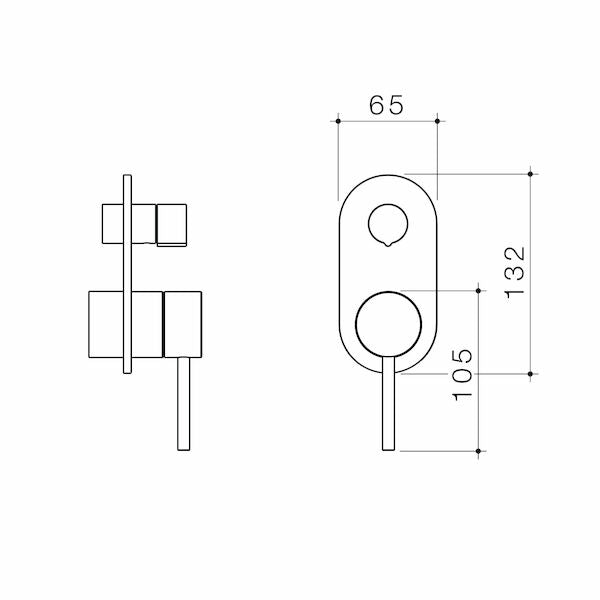 Caroma Liano II Bath / Shower Mixer With Diverter Trim Kit - Rounded Cover Plate