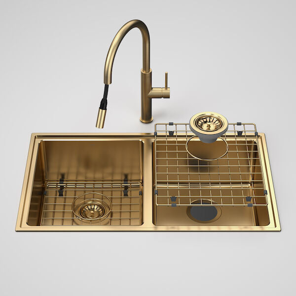 Caroma Urbane® II Double Bowl Sink with Liano II Pull Out Sink Mixer