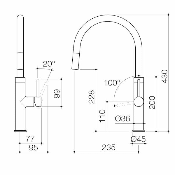 Caroma Liano II Pull Out Sink Mixer - Lead Free