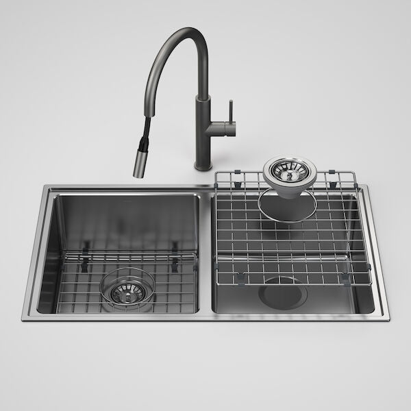 Caroma Urbane® II Double Bowl Sink with Liano II Pull Out Sink Mixer