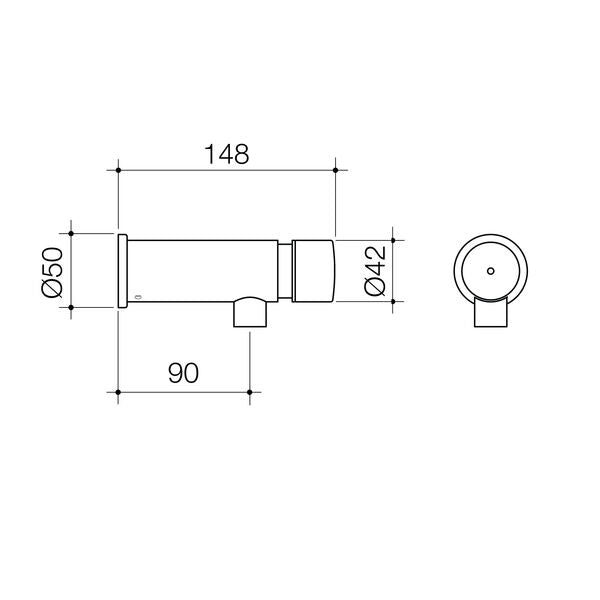 Caroma Civic Wall Push Timed Flow 90mm Tap