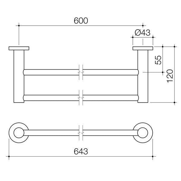 Caroma Liano II Double Towel Rail 640mm