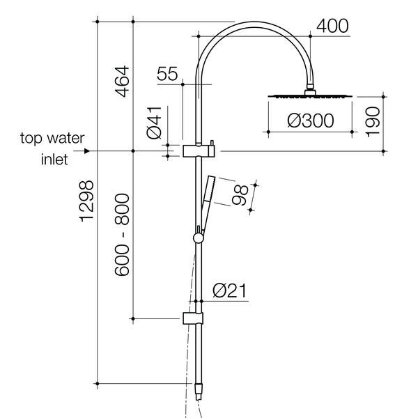 Caroma Liano II Rail Shower with Overhead