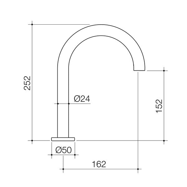 Caroma Smart Command Series 3 Hob Gooseneck Outlet Trim Kit - Low Flow