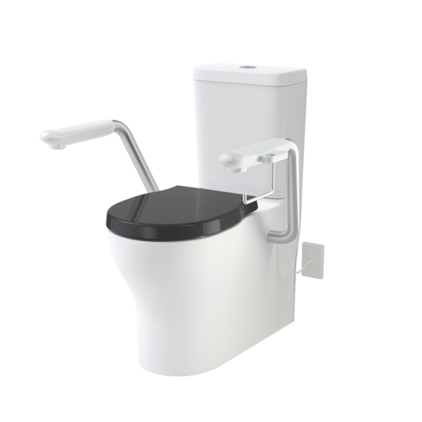 Caroma Opal® Cleanflush Easy Height WFCC Suite with Double Flap Seat and Nurse Call Armrest Left
