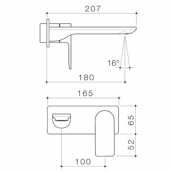Caroma Urbane® II 180mm Wall Basin / Bath Trim Kit - Rectangular Cover Plate