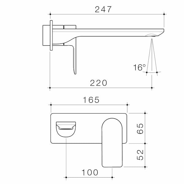 Caroma Urbane II 220mm Wall Basin Bath / Bath Trim Kit - Rectangular Cover Plate - LF