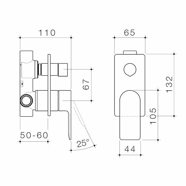Caroma Urbane® II Bath / Shower Mixer With Diverter - Rectangular Cover Plate