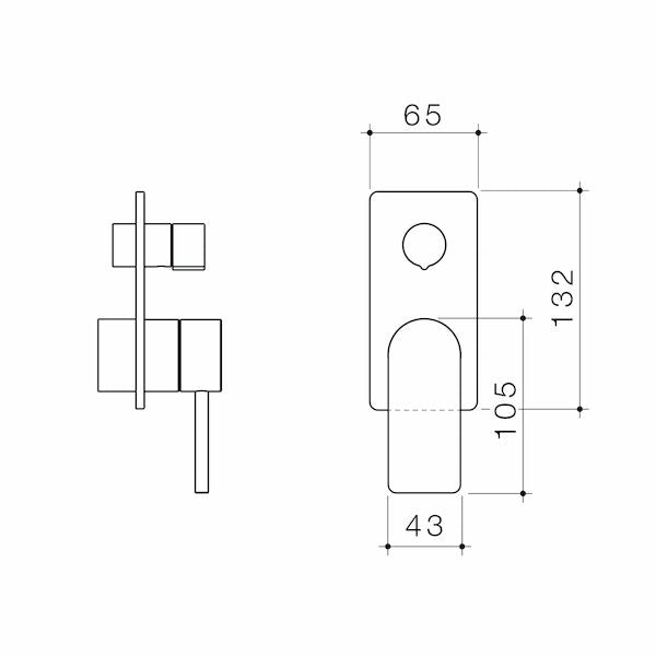Caroma Urbane II Bath / Shower Mixer With Diverter Trim Kit - Rectangular Cover Plate