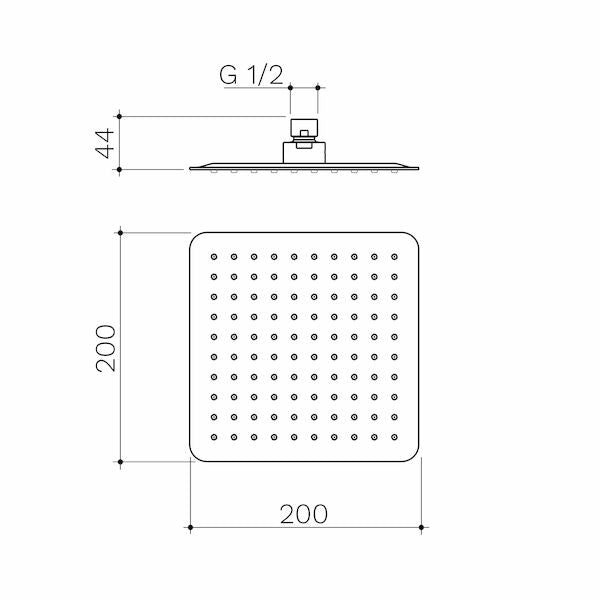 Caroma 200mm Square Rain Shower
