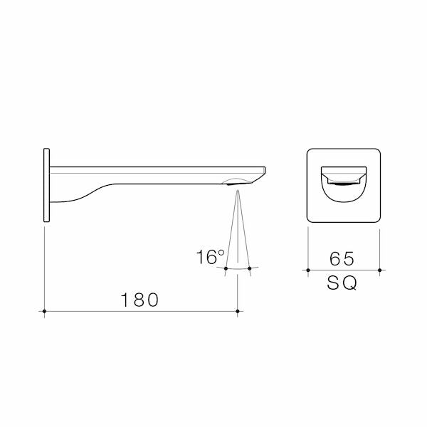 Caroma Urbane® II 180mm Basin / Bath Outlet - Square Cover Plate - LF