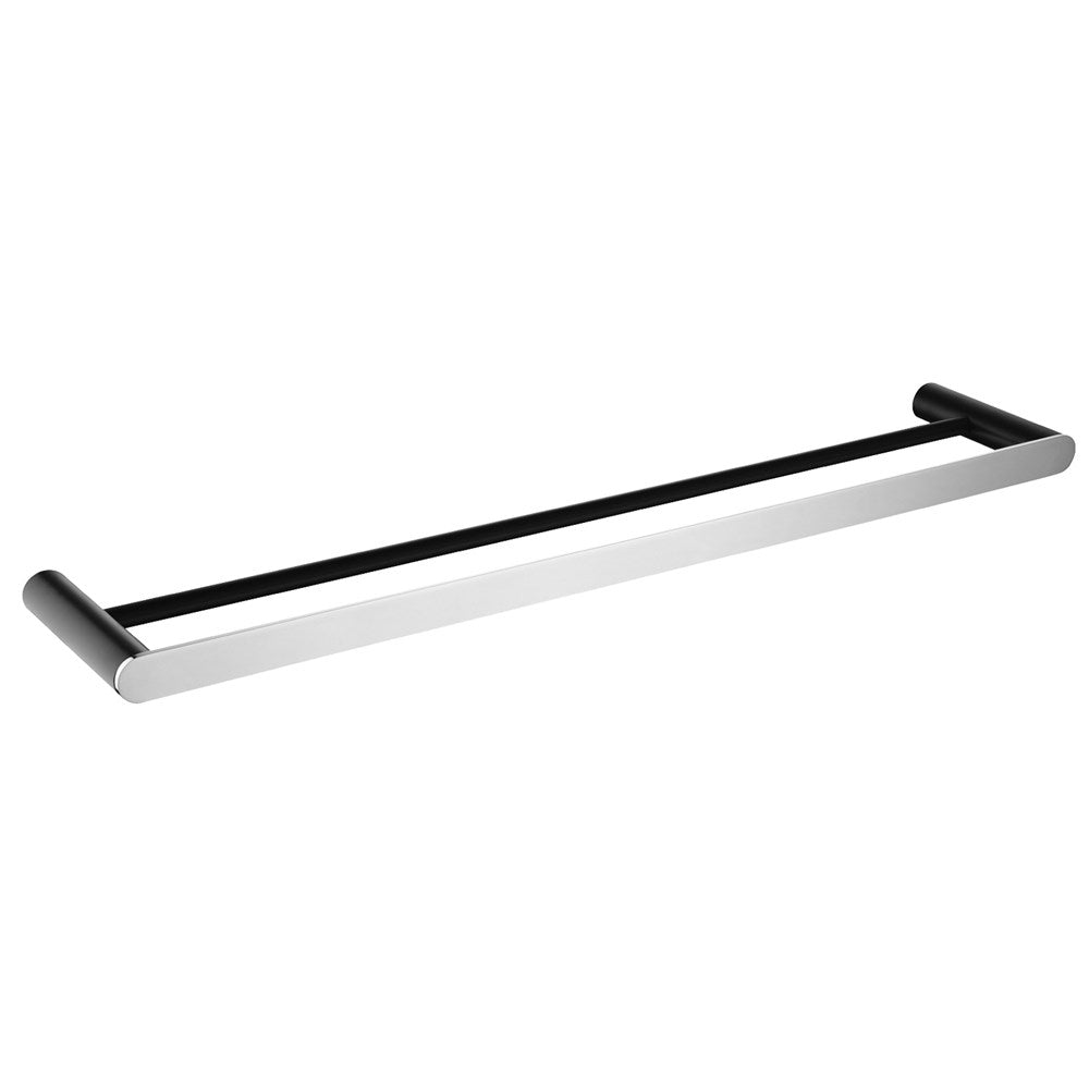 Esperia Matte Black &amp; Chrome Double Towel Rail 800mm