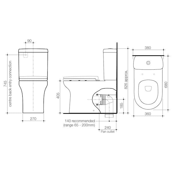 Stylus Basis Back To Wall Toilet Suite - Bottom Inlet