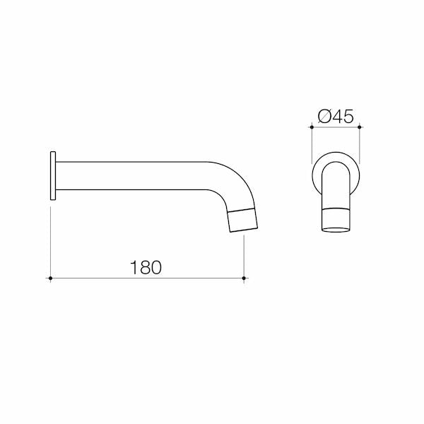 Stylus Basis Wall Basin/Bath Outlet 180mm