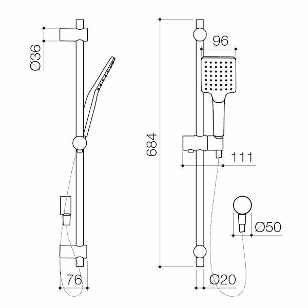 Stylus Basis Square Rail Shower (4 Star)