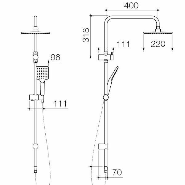 Stylus Basis Square Rail Shower with Overhead (4 Star)