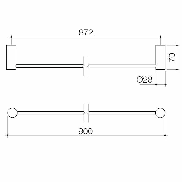 Stylus Basis Single Towel Rail 900mm