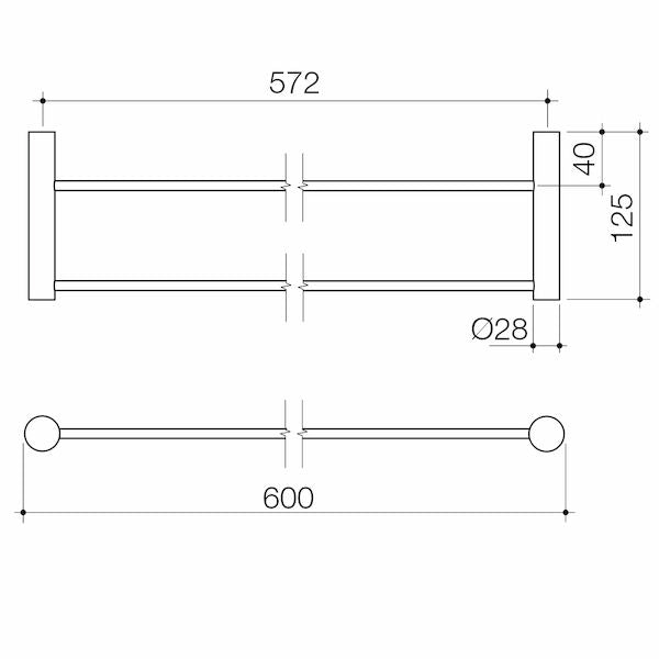 Stylus Basis Double Towel Rail 600mm