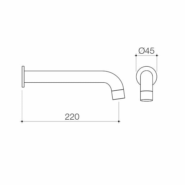 Stylus Basis Wall Basin/Bath Outlet 220mm
