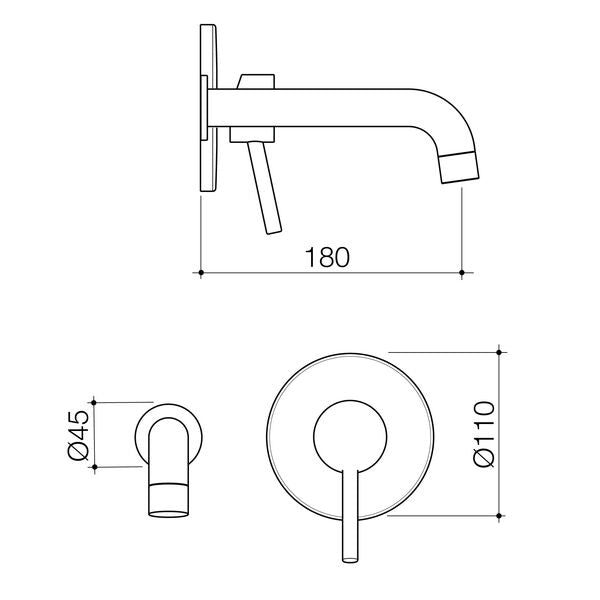 Stylus Basis R3 Wall Basin/Bath Mixer 180 Trim Kit