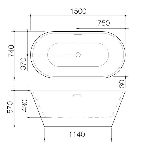 Stylus BASIS FREESTANDING 1500 BATH WITH OVERFLOW PALLET OF 8 with 8 CARTONS