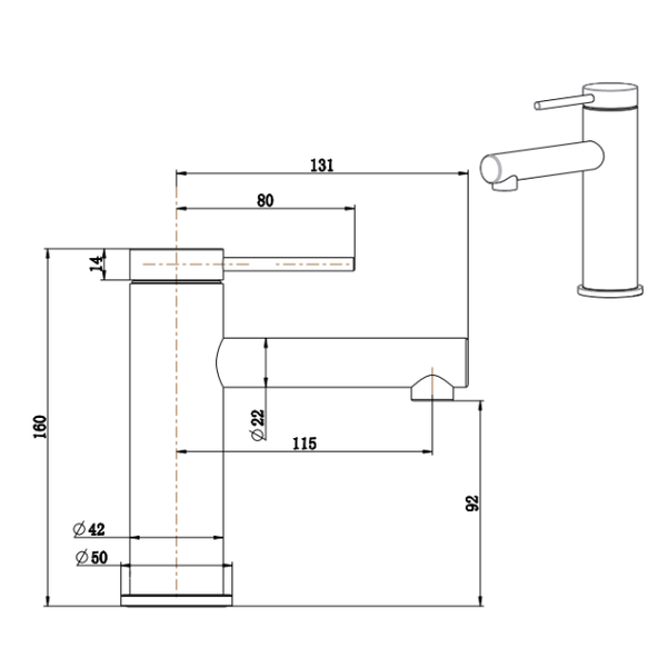 Bella Vista Mica Basin Mixer Straight