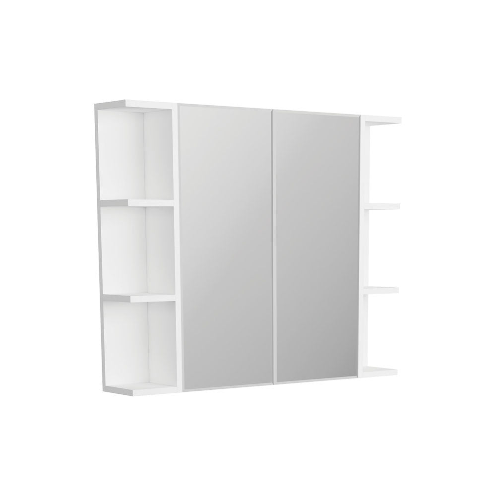 Bevel Edge Mirror Cabinet with 2 Side Shelves, 600mm