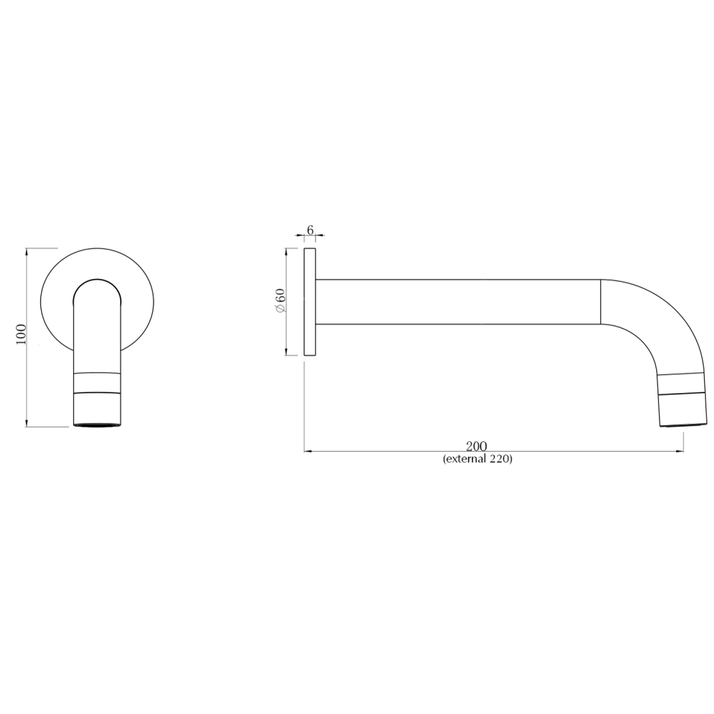 Bella Vista LVB Mica Bath/Basin Spout - 220mm - Curved Spout