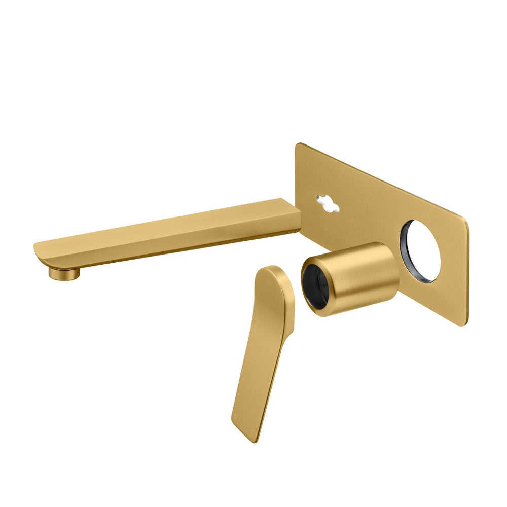 RUSHY Series Square Brushed Yellow Gold Wall Mixer with Spout(color up) - TRIM KIT