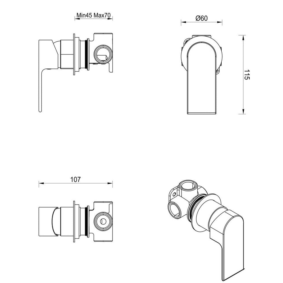 Bella Vista Eleniko Shower Mixer - TRIM KIT ONLY