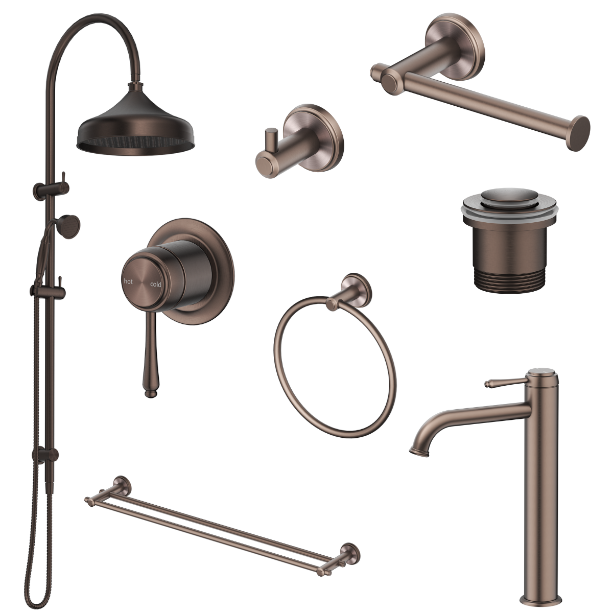 Bella Vista Mica Heritage 8-Piece Bathroom Package - Dusk Bronze