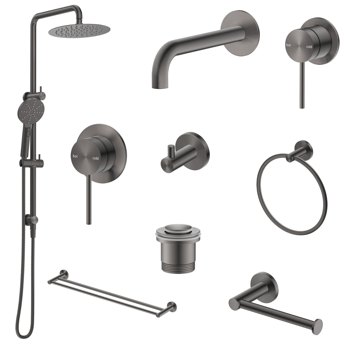 Bella Vista Mica 8-Piece Bathroom Package - Gun Metal
