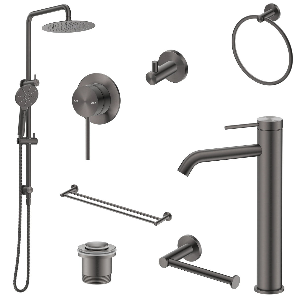 Bella Vista Mica 8-Piece Bathroom Package - Gun Metal