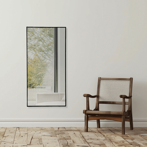 Black Framed Rectangular Full-Length Wall Mirror
