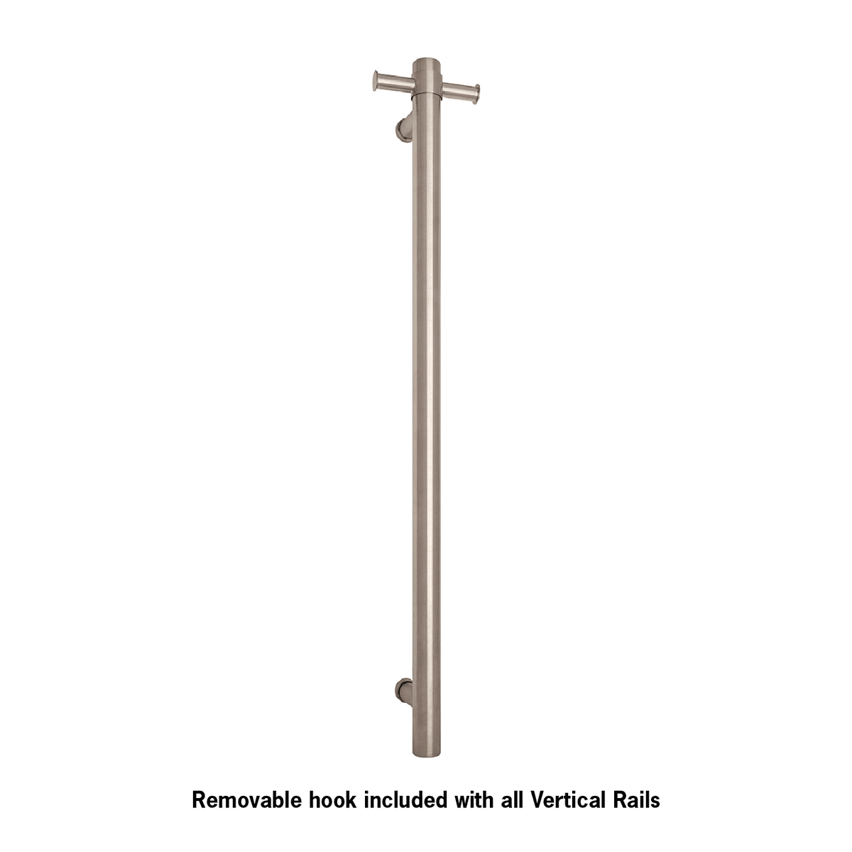 Thermorail Straight/Round Non-Heated Vertical Bar With Optional Hook - Brushed Stainless