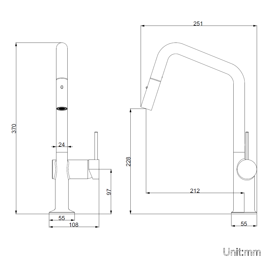 Navona Carysil Angle Pull Out Kitchen Mixer