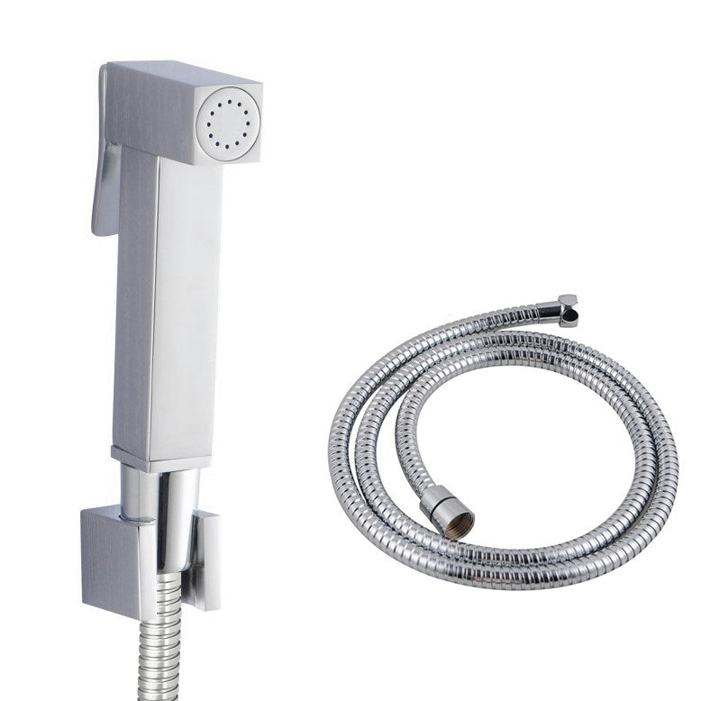 Square Chrome Toilet Bidet Spray Kit with 1.2m PVC Hose