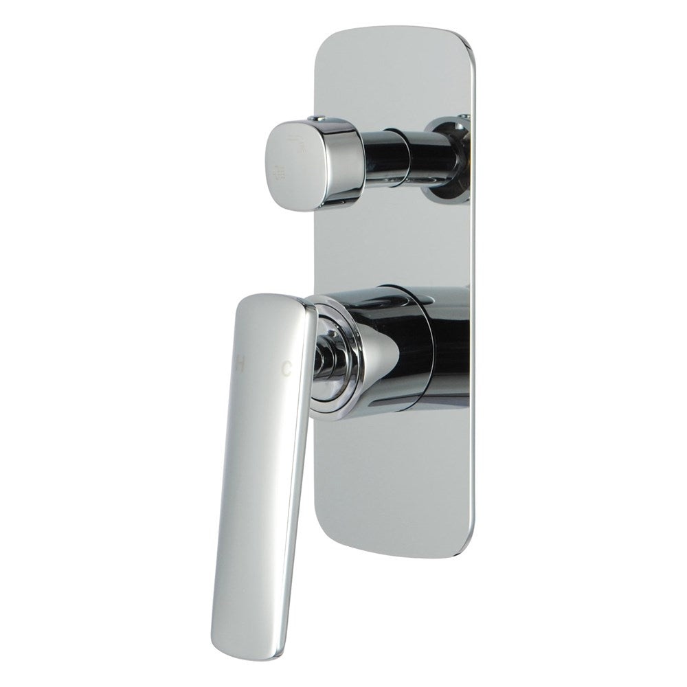 Square Chrome Wall Mixer With Diverter