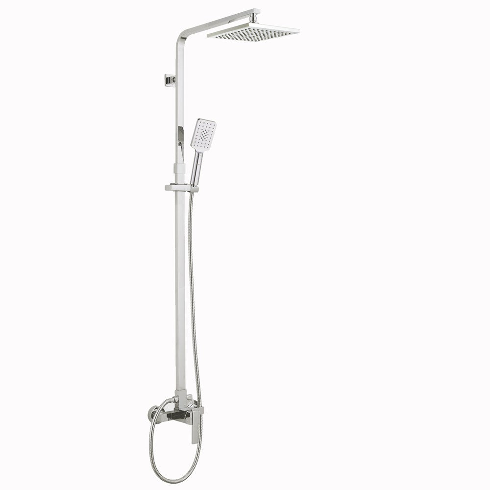 8 inch 200mm Square Chrome Twin Shower Station Bottom Water Inlet 3 Functions Handheld